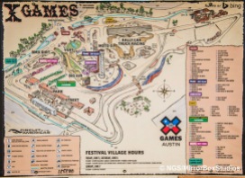 Austin, TX - June 3, 2015 - Downtown: Map of XGames at X Games Austin 2015. (Photo by Nick Guise-Smith / ESPN Images)