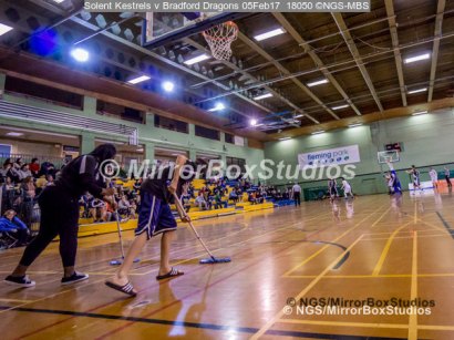 Solent Kestrels NBL Division 1 - 5 February, 2017 - Fleming Park Leisure Cent. : VITAL floor cleaning during match against Bradford Dragons (Photo by NGS/MirrorBoxStudios)