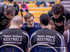 England Basketball, NBL Division 1 - 11 February, 2017 - Fleming Park Leisure Cent. : Matt Guymon Team Talk during match between Solent Kestrels and Reading Rockets (Photo by NGS/MirrorBoxStudios)