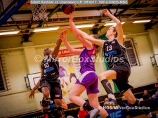 WNBL Division 1 - 18 February, 2017 - St Marys Leisure Cent. : Flying defense by Ekemini Essien (10) and Stevie Ellis (13) during match between Solent Kestrels Women and Charnwood CR (Photo by NGS/MirrorBoxStudios)